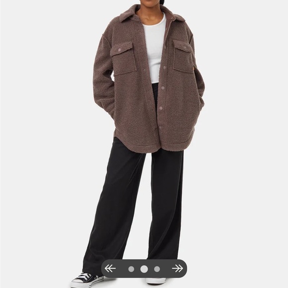 Tentree Women’s Sunday Sherpa Jacket | size L | purple brown color - Picture 1 of 5